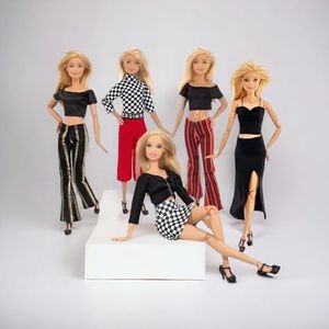 Isa's Friends® Poppenkleertjes - 5 Outfits Voor Poppen - Geschikt Voor O.a Barbie - Setje 'Megan'