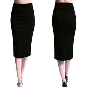 Vrouwen potlood rokken mini bodycon rok slanke knie lengte hoge taille stretch femme rok (Color : Black, Size : Small)