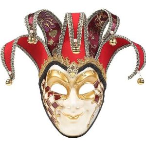 Sanfly Venetiaans maskerademasker, volgelaatsmasker, nar masker, carnavalskostuum, cosplay, verkleedaccessoire voor mannen, optredens, feestdecoratie