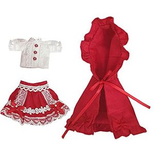 niannyyhouse Obitsu 11 cm poppenkleding cape + hemd + rok 3-delig klein roodkapje kostuum 1/12 BJD pop OB11 maat actiefiguren, kledingaccessoires