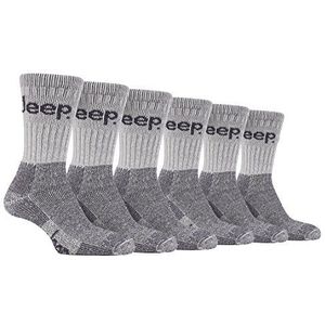 Jeep, 6 paar, met terreinbekleding, versterkte zool, werksokken, wandelsokken, maat 39-45, Stone Beige, Large