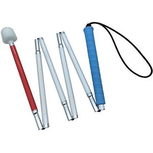 Aluminium Inklapbare in 6 Delen Blindenstok,Opvouwbare Mobiliteitsstok,Witte Stok