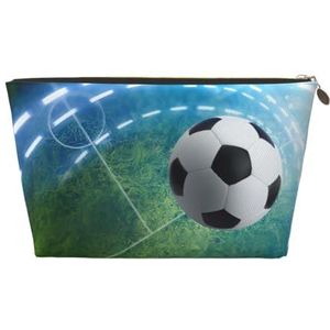 CRJSYCBYB Voetbal Sport Bal Gedrukt Lederen Reizen Toilettas Draagbare Cosmetische Tas Clutch Bag, Goud, Eén maat