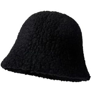 MAOZIm Dames effen kleur bassin hoed, winter warme vissershoed, emmerhoed, casual outdoor hoed, Zwart, 7-7 3/8