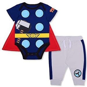 Marvel Superheroes Baby’s Short Sleeve Romper with Jog Pants, Thor Bodysuit Set