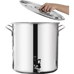 Soeppot met deksel - roestvrijstalen soep voorraadpot composiet bodem 5-90 l wijnemmer, dikkere melkkan met kraan, ronde voorraadpot met soft-touch handgrepen (25 x 25 cm (10 l))