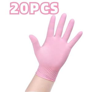 20/50/100 stuks roze nitril handschoenen, huishoudelijk, schoonmaken, keuken, koken, dierenverzorging, schoonheid, nagels, multifunctioneel gereedschap(Light Pink-20PCS,S)
