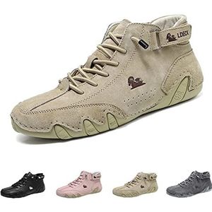 Italiaanse handgemaakte hoge laarzen met klittenband, Beck schoenen dames waterdichte, lichtgewicht antislip ademende dames outdoorschoenen, hoge chukka laarzen wandelschoenen (Color : Khaki, Size :