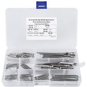 Taidda Split Pin Kit,Cotter Pin Assortiment Split Pin Kit, Stevige Duurzame 90 stks 11 Soorten M1.5 M2 M3 M 4 M5 M6 Split Cotter Pins Assortiment met Case for Fastening