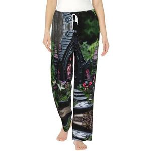 Gothic Fairy Garden03 Print Flanellen Pyjama Broek Met Zakken Warme Slaap Lounge Broek Pyjama Pj Bottoms Nachtkleding, Zwart, S