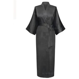 LHSJYG Dames gewaden dames satijn lange bruiloft bruid bruidsmeisje gewaad badjas badjas grote maat sexy badjas (zwart, 4XL)