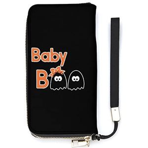 Baby Boo Womens Portemonnee Lederen Bifold Portemonnee Creditcard Clutch met Rits Pocket Polsband Handtas Gift voor Mannen