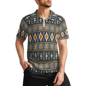 Tribal Afrikaanse Kente Patroon Heren Golf Polo Shirts Klassieke Fit Korte Mouw T-Shirt Gedrukt Casual Sportkleding Top S