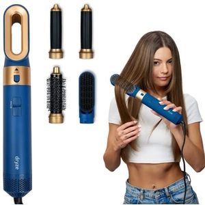 Dryze Airstyler 5-in-1 krultang, haardroger, warme luchtborstel, föhnborstel, föhnborstel, föhn... (Vinca Blue)