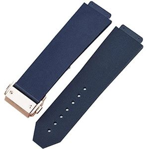 Horlogearmband Compatibel Met Vouwgesp Siliconen Rubberen Horlogebandje Horlogeaccessoires Horlogebandketting (Color : Blue-RoseGold Clasp, Size : 23mm)
