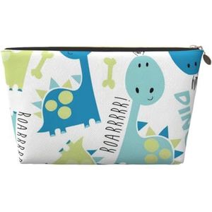 QGWDYYJQ Leuke dinosaurus bedrukte lederen toilettas draagbare cosmetische tas clutch tas, Goud, Eén maat