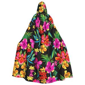 WURTON Halloween Kerstfeest Hawaiiaanse Kleurrijke Bloem Print Volwassen Hooded Mantel Prachtige Unisex Cosplay Mantel