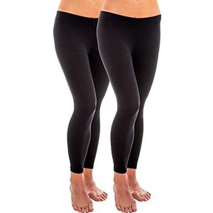 HERMKO 1720 2-pack dameslegging van 100% biologisch katoen, legging, zwart, S