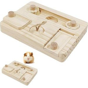 Cavia Accessoires, 6 In 1 Hamster Houten Speelgoed geschikt om te foerageren, interactief en veilig speeltje voor kleine dieren van natuurlijke stammen voor konijnen, chinchilla's, hamsters en ratten