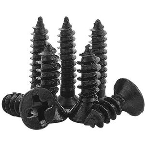 Kruisverzonken platte kop zelftappende schroef zwart koolstofstaal(8mm,M4)