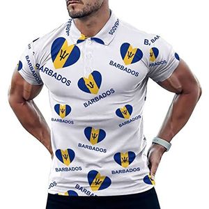 Love Barbados grappig heren poloshirt korte mouw T-shirts klassieke tops voor golf tennis workout