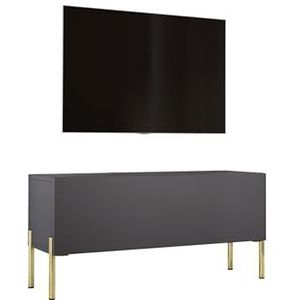 3E 3xE living.com TV-kast antraciet met poten in goud, A: B: 100 cm, H: 52 cm, D: 32 cm. TV-meubel, tv-tafel, tv-bank
