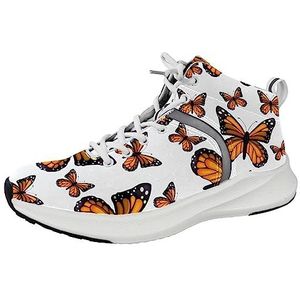 Vlinders op Witte Achtergrond Heren Loopschoenen Sneakers Tennis Workout Wandelen Gym Sportschoenen, Meerkleurig, 45 EU