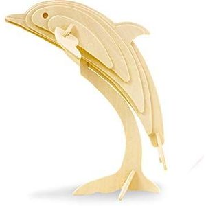 Georgie Porgy 3D Houten Puzzel DIY Model Houtbewerking Bouwpakket Kinderspeelgoed Verjaardagscadeaus (JP296 Dolfijn 15 stuks)