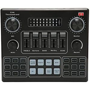 Mini kaarten met stemwisselaar, 7 omgevingslichtkleuren, Plug en Play Live geluidskaart voor Home KTV voor Live Streaming