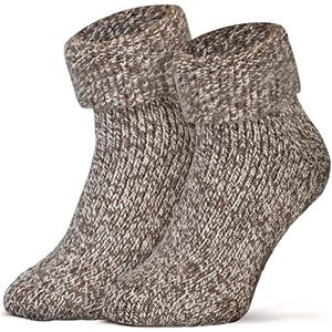 Piarini ABS antislipsokken - 1 paar - wollen sokken - wintersokken - Noorse sokken met badstof aan de binnenkant - dames heren, bruin, gemêleerd, 43/46 EU