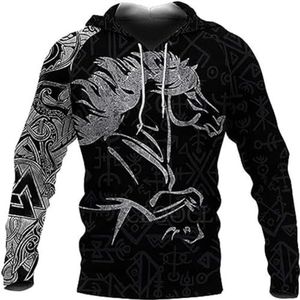 Vintage Viking Paard Unisex Casual Sport Hoodie, 3D-geprinte Klassieke Harajuku Herfst Plus Size Top, Stijlvolle Sweatshirts Voor Tieners.