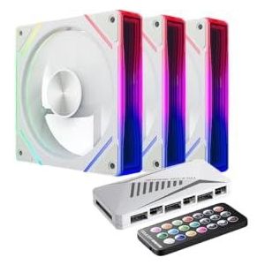 QPSJXN Teucer 120 mm RGB PC Case Ventilator Waterkoelkit 4Pin PWM CPU-ventilator 3Pin 5V Argb -compatibel met verschillende gevallen (3 PCS-W-Reverse)