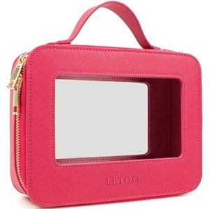 LETGO Transparante make-uptassen, TSA goedgekeurde toilettas met rits, doorzichtige make-up organizer fit handbagage reisbenodigdheden, doorzichtige cosmetische tassen voor dames en heren (A-roze)