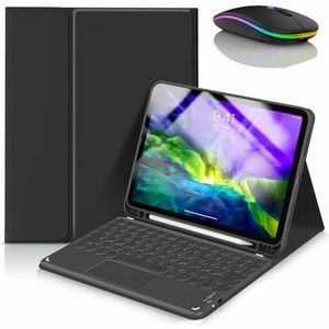 Toetsenbordhoes voor Samsung Galaxy Tab A7 10.4'' 2022/2020, Ingebouwde Potloodhouder, Magnetisch Afneembaar Draadloos Toetsenbord met Bluetooth Muis,zwart