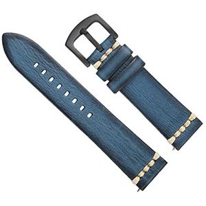 SZCURC Horlogebandje van houtnerf, snelsluit-veerstaafjes, 18-24 mm, echt leren armband, reservearmband voor armband, Blauw, 18 mm