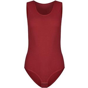 Evoni Dames Body L Dames Jumpsuit Bodysuit met Ronde Hals L Brede Bandjes L Sluithaak L Ondergoed Body met optimale pasvorm l Sportieve damesbody, bordeaux, XXL