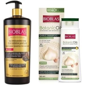 Bioblas Knoflook voordeelset olie zwarte knoflook shampoo 1000 ml + knoflook shampoo 500 ml