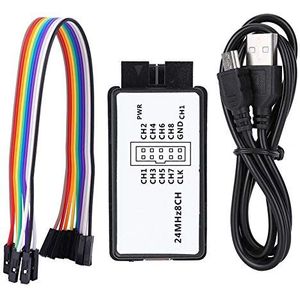 8-kanaals USB Logische Analyser 24 MHz met 8-kanaals Invoergeheugen, inclusief USB-kabel en Jumper Draden
