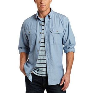 Carhartt Men's Fort Long Sleeve Shirt Lightweight Chambray Button Front Relaxed Fit,Blue Chambray,Small