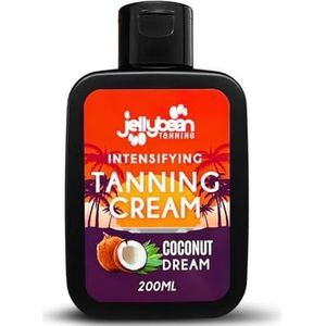 Jellybean Tanning Intensiverende crème 200 ml, kokosgeur - zonnebank en outdoor bruiningsversneller met aloë vera, sheaboter, jojoba en vitamine E - bereik een diepe bruine kleur met natuurlijke