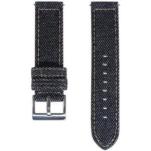 Jeniko 22 mm Denim heren Quick Release horlogeband zwart vintage canvas katoen Jeans Denim horlogebanden