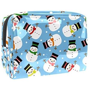 Make-up tas PVC toilettas met ritssluiting waterdichte cosmetische tas met winter kerst sneeuwpop patroon voor vrouwen en meisjes