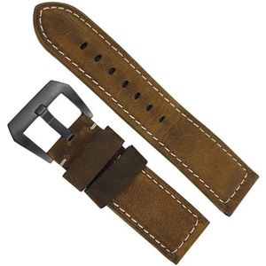 dayeer 24 mm gele koeienhuid lederen horlogebanden voor Panerai horloge voor heren armband horlogeband met gesp (Color : Yellow black, Size : 24mm)