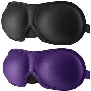 Oogmasker om te slapen, 2 stuks, 3D-slaapmasker, natuurlijk slaapmasker, oogmasker, oogmasker, schaduw, ooglapje, vrouwen, mannen, zacht, draagbaar, blinddoek, reisooglapje (paars)