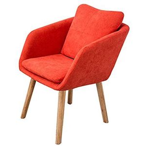 GEIRONV 1 Stuk Eiken Poten Moderne Eetkamerstoel,Flanel Bureaustoel 50×50×73cm Slaapkamer Balkon Woonkamer Studeerkamer Fauteuil Eetstoelen (Color : Red, Size : 50x50x73cm)