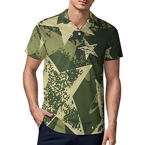 Groen camouflage militaire sterren golfpoloshirt voor heren zomer T-shirt met korte mouwen casual sneldrogende T-shirts L
