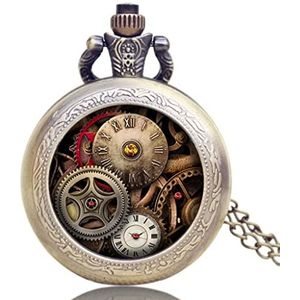 Zakhorloge - Antiek ontwerp Gear Pocket Watch Steampunk Quartz Watch Mechanisch zakhorloge for heren (kleur: A, maat: één maat)