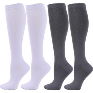 Zingso Compressiekousen voor dames en heren, 2/3/4/6 paar 20-25 mmHg kniekousen, compressiekousen voor sport, atletiek, oedeem, diabetes, spataderen, reizen, zwangerschap, verpleging, L/XL