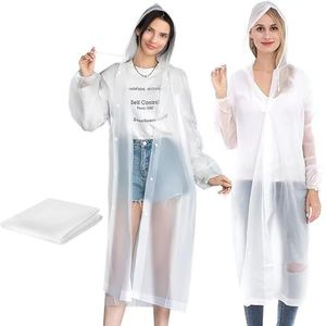Arcjunys Regenponcho, waterdicht, voor volwassenen, herbruikbaar, waterdicht, regenjas, regenponcho's voor volwassenen, mannen, vrouwen, voor buiten, wandelen, kamperen, fietsen, reizen, wit, Wit, one