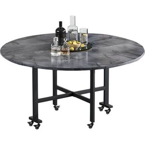 Opklapbare Eettafel, Gevallen Bladtafel, Met Universele Wielen, Ruimtebesparende Houten Ronde Keukentafel Met Gevallen Blad, Klaptafel, Ontwerp Met Ronde Randen (Color : Color 2, Size : 120x75CM)